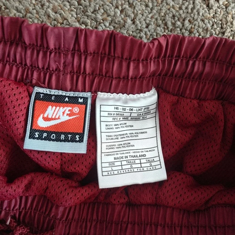VTG Nike Team Sports Vintage 90s‎ Nylon Track Pants Burgundy Maroon Mens Large L